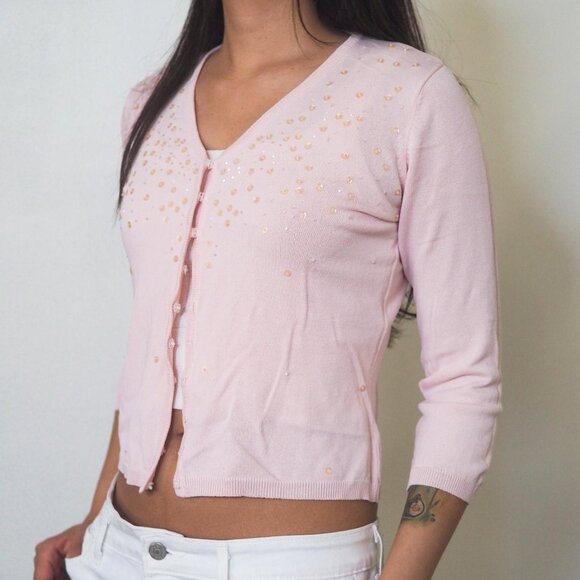 Pink Sequin Cardigan - Picture 3 of 4